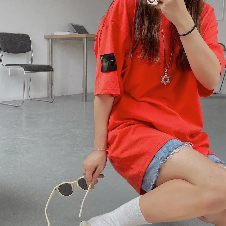 Stone Island White T-Shirt with Compass Patch - 46