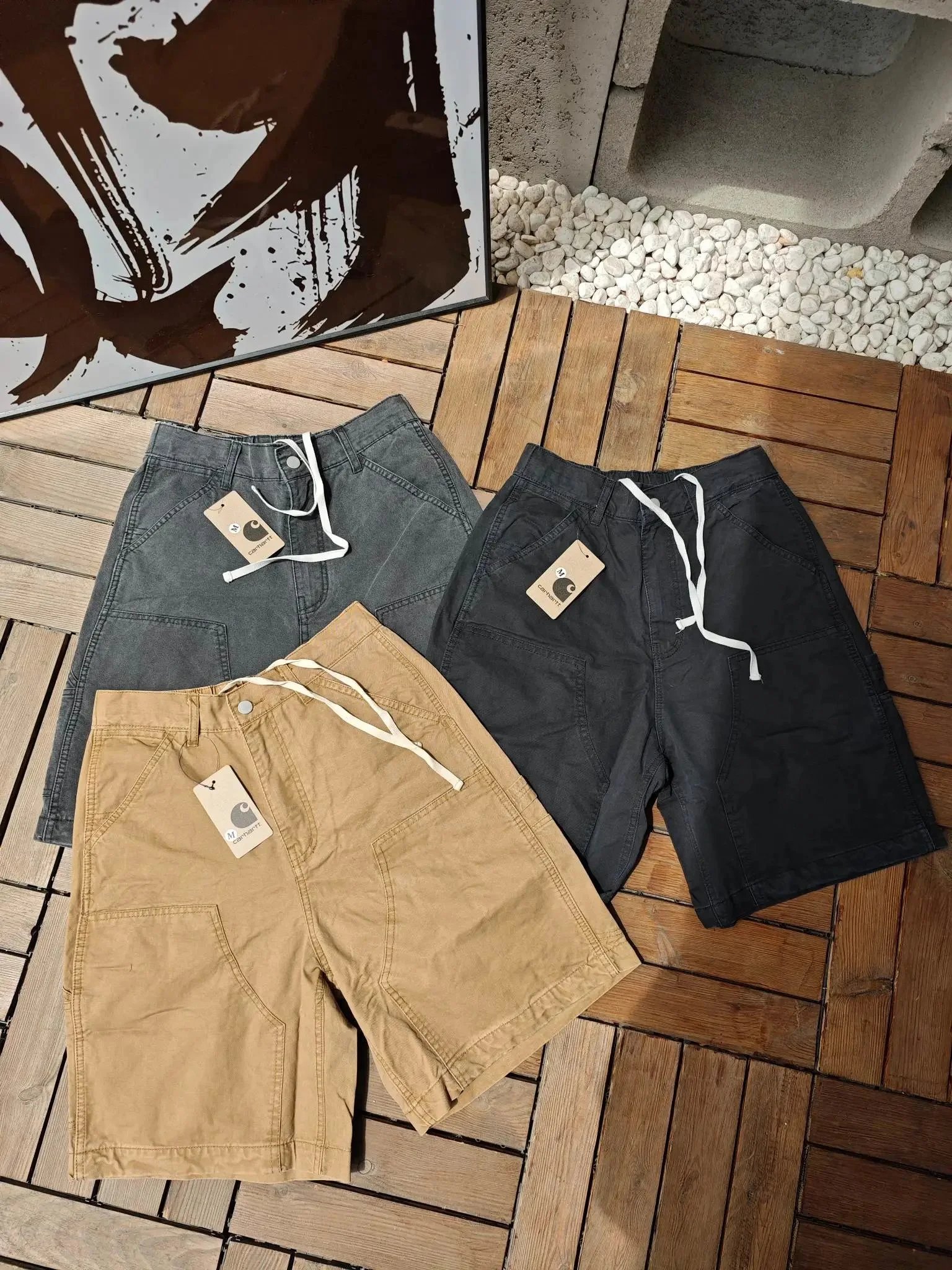 Carhartt Men's Relaxed Fit Drawstring Cargo Shorts with Large Patch Pockets