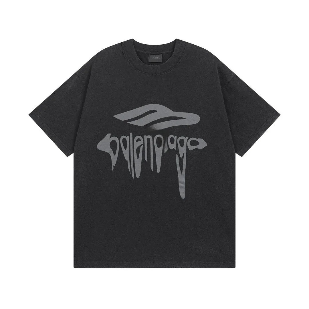 Balenciaga Distorted Logo Graphic Short Sleeve T-Shirt - 142859
