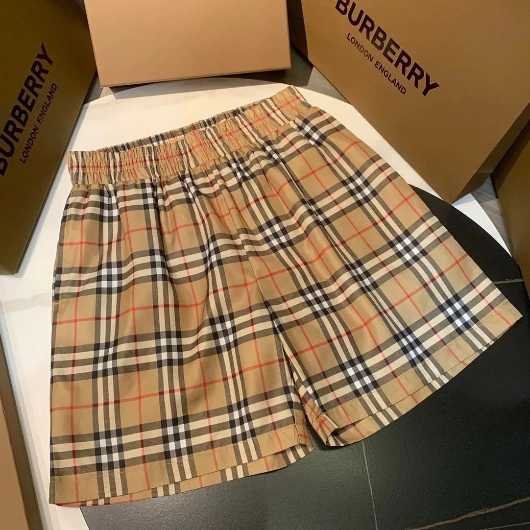 Burberry Vintage Check Elastic Waist Shorts Beige
