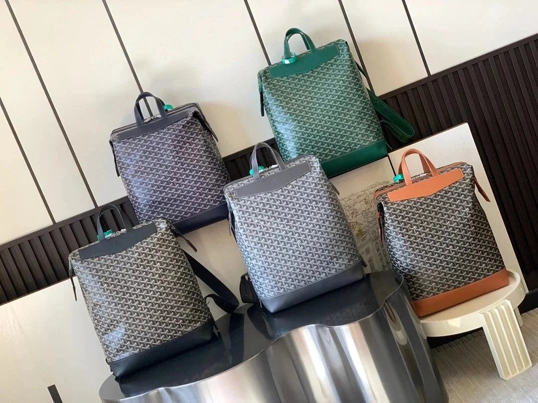 Goyard Saint Louis PM Backpack in Coated Canvas with Leather Trim