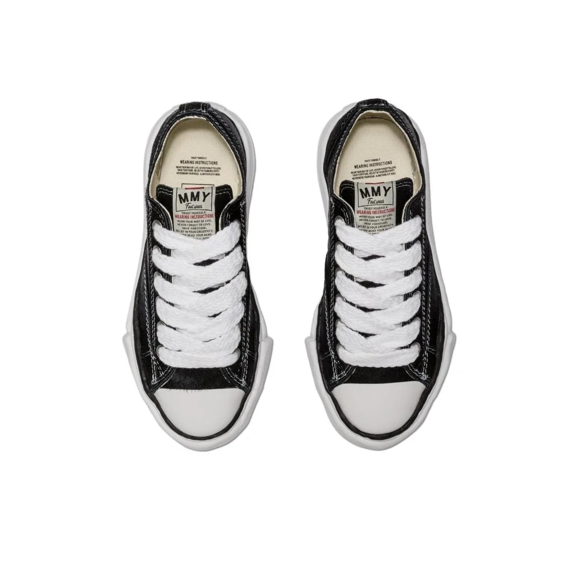 Maison Mihara Yasuhiro Black Low-Top Canvas Sneakers with Thick White Laces