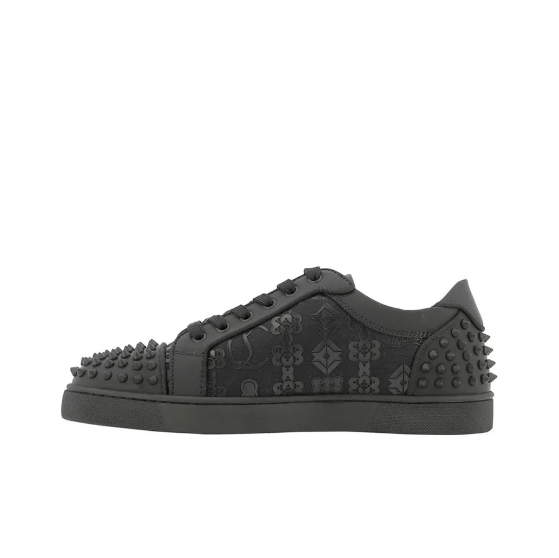 Christian Louboutin Louis Junior Spikes Black Monogram Sneaker