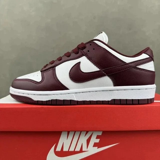 Nike Dunk Low Burgundy and White Sneakers - 26