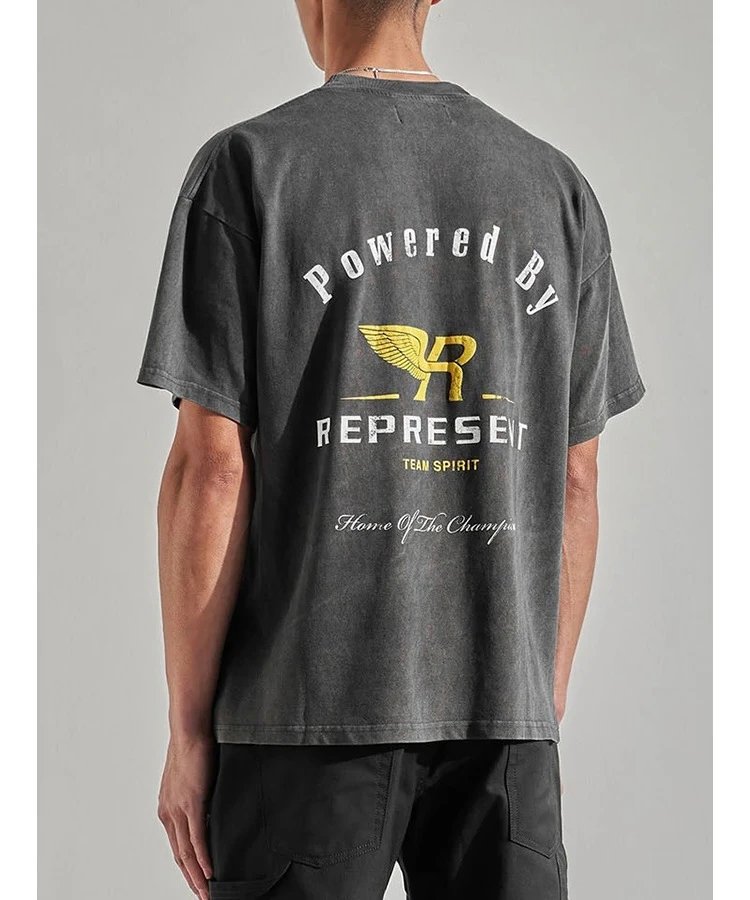 REPRESENT Wing Logo Tee Black - Gallery Image 7 - Detailed View