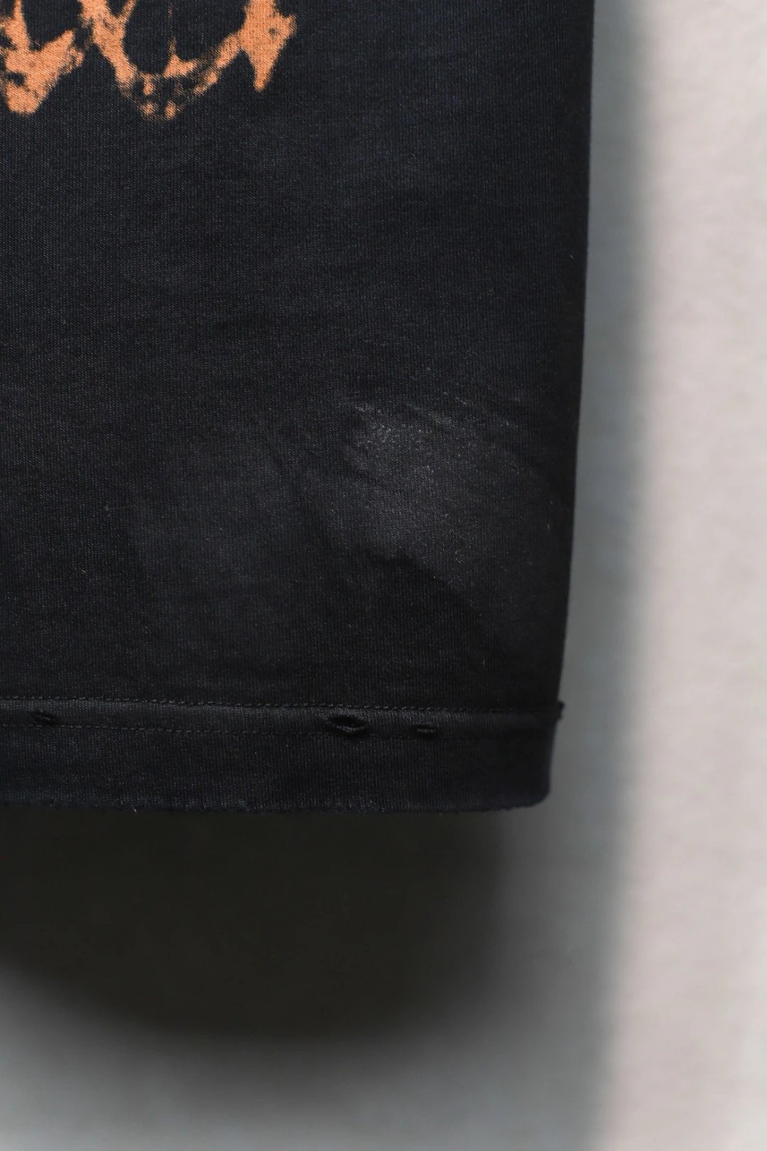 Unisex Oversized Distressed Gothic Print Tee Washed Obsidian - Gallery Image 6 - Detailed View