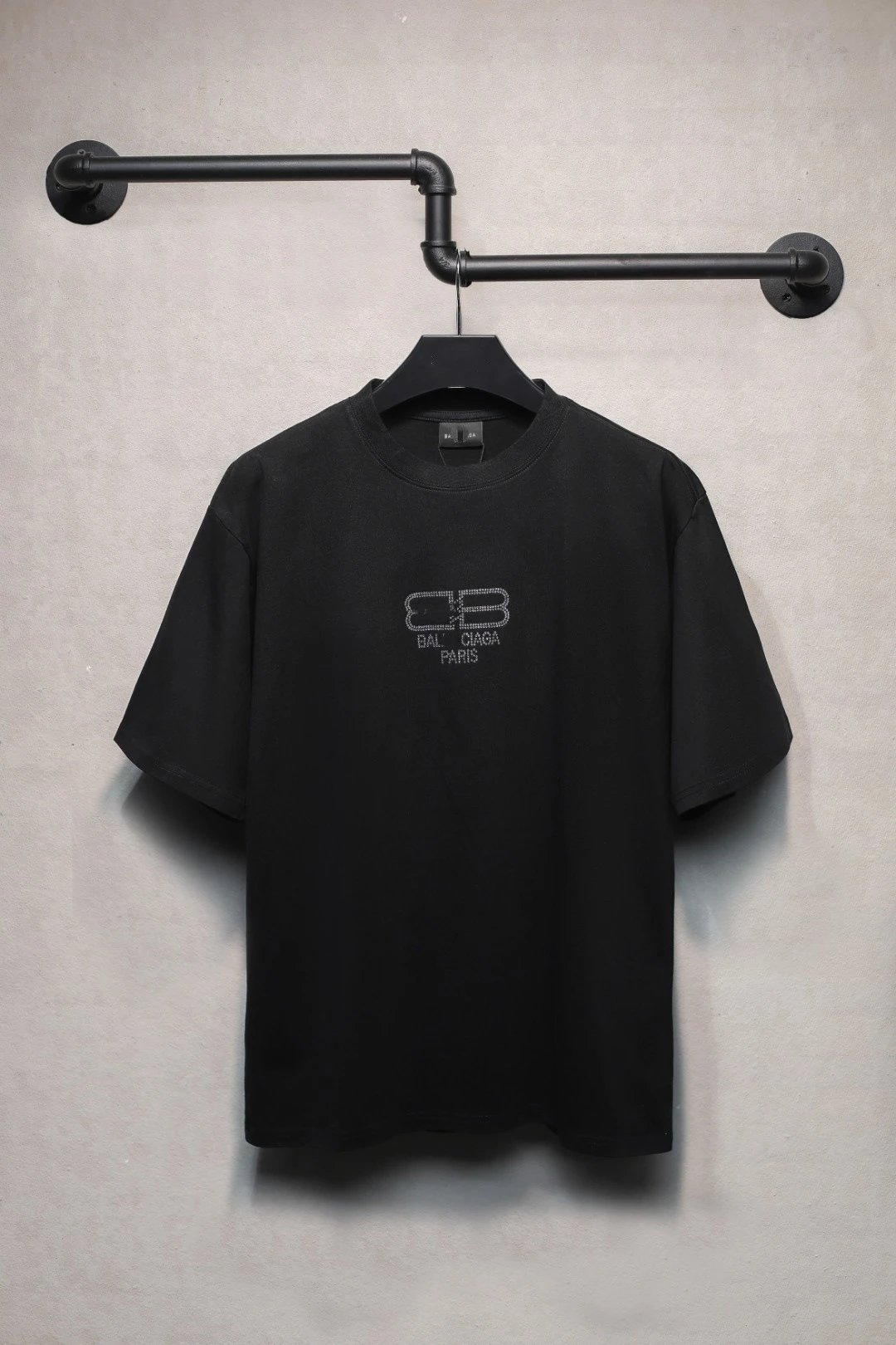 Casual Cotton Tee Unisex Short Sleeve Onyx - Balenciaga - Cnfans - $26.77