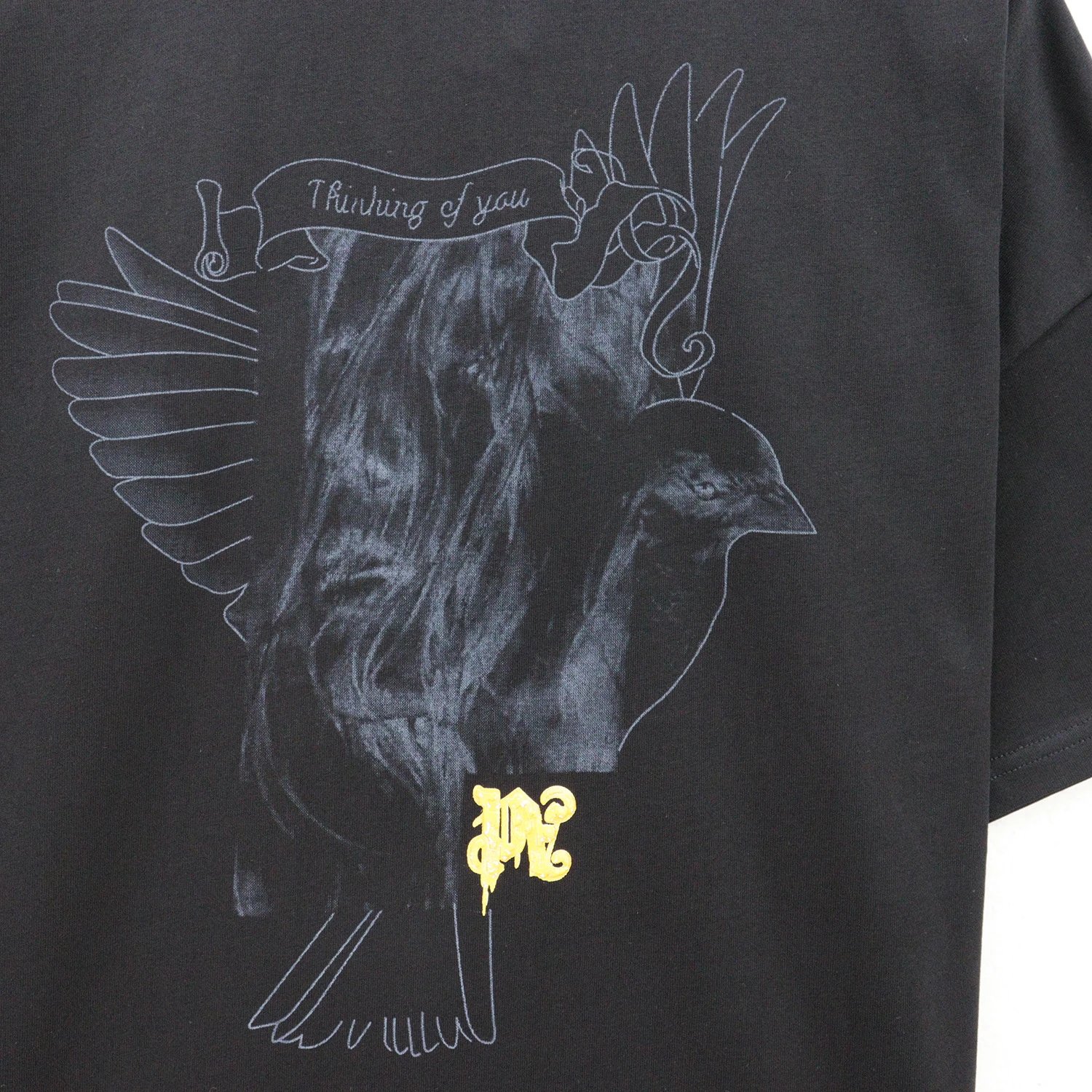 Streetwear Dove Graphic Cotton Tee Charcoal Black - Gallery Image 6 - Detailed View