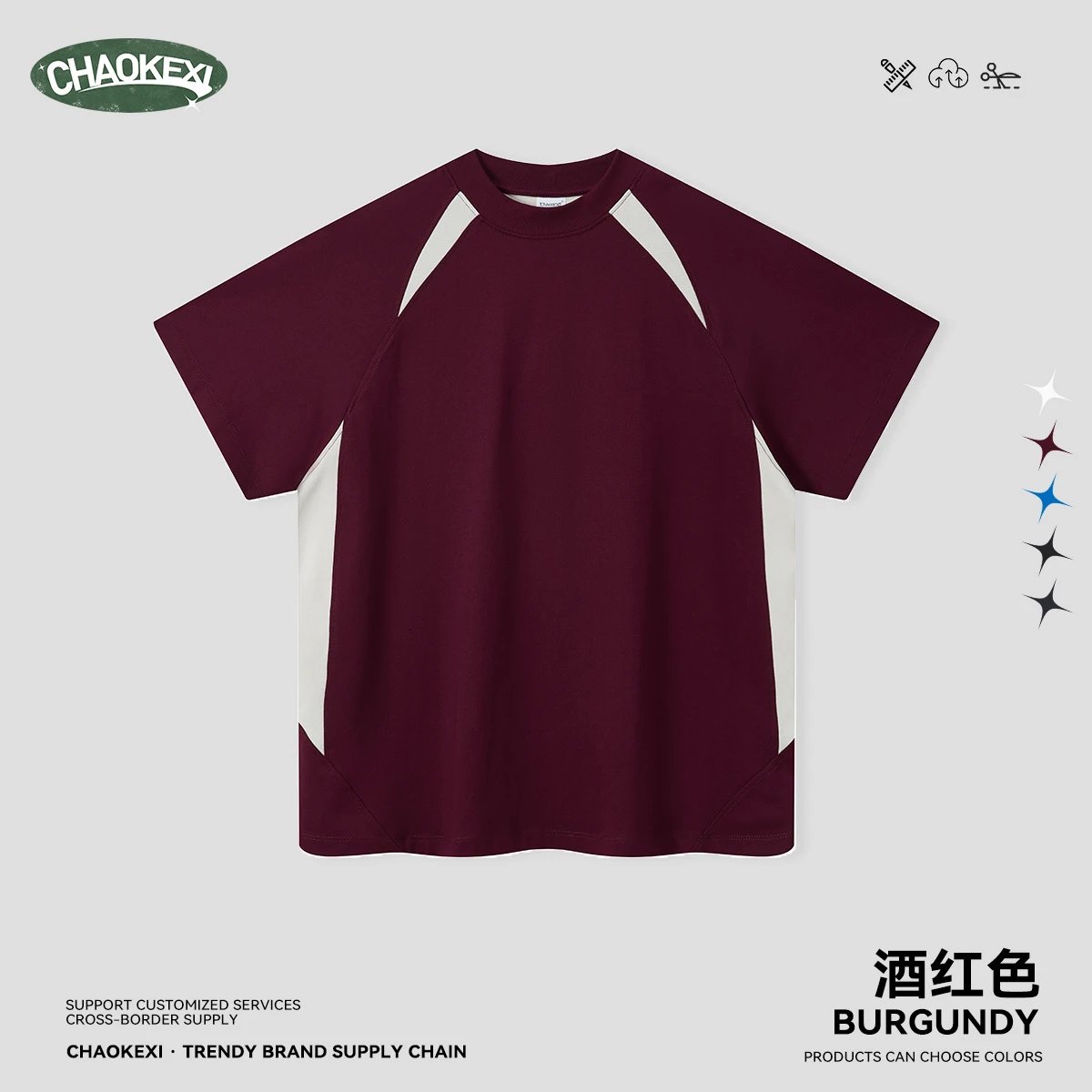 Men's Sport Tee Quick-Dry Polyester T-Shirt Burgundy - ChaoKeXi - Cnfans - $17.66