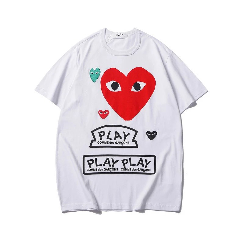 CDG Play Heart Embroidery Tee White - High Quality Product Image - Cnfans