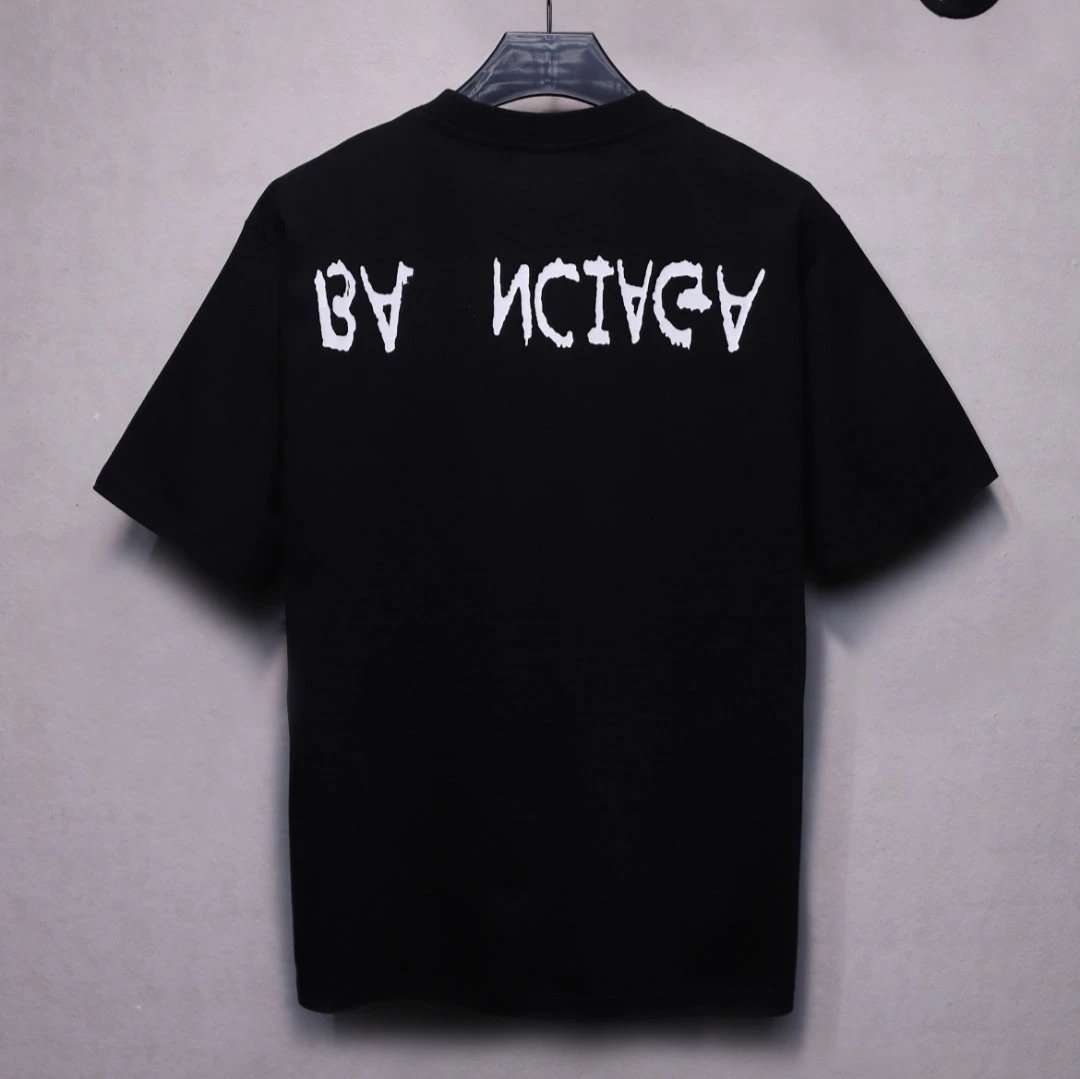 Graffiti Logo Cotton Tee Unisex Top Jet Black - Gallery Image 2 - Detailed View