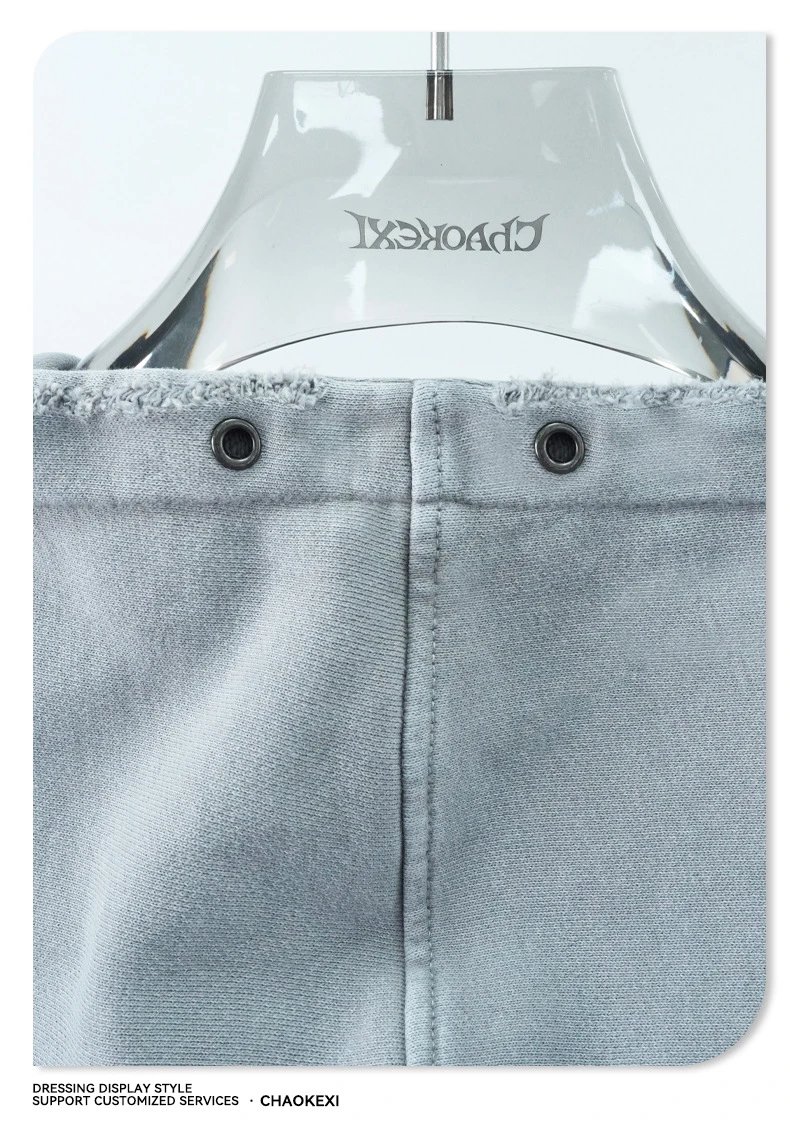 CHAOKEXI Washed Distressed Hoodie Multicolor - Gallery Image 11 - Detailed View