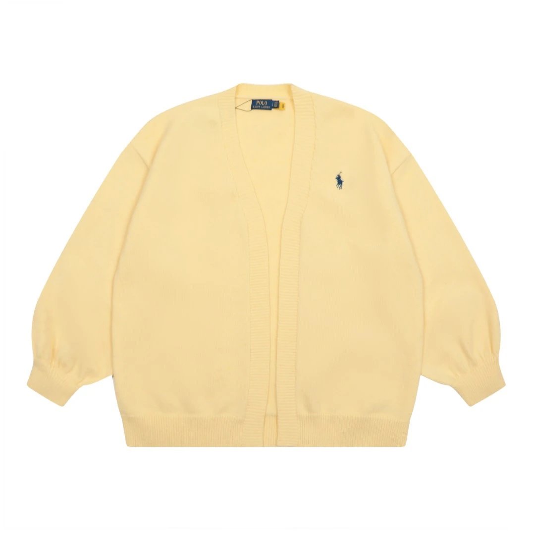 Knit Cardigan Relaxed Fit V-Neck Sweater, Cream - Ralph Lauren - Cnfans - $37.74