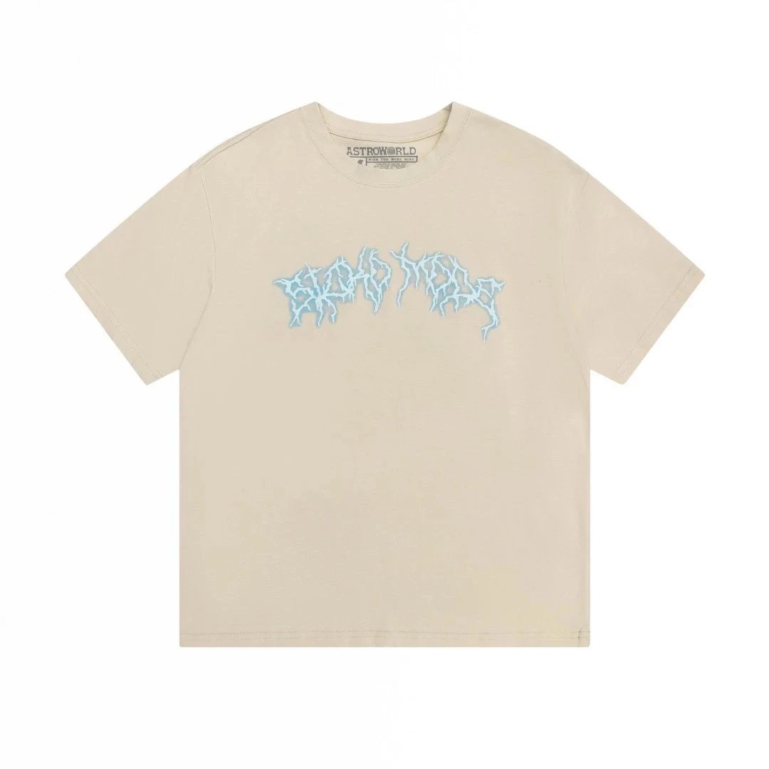Street Lightning Graphic Cotton T-Shirt Sand Beige - Travis Scott - Cnfans - $24.52