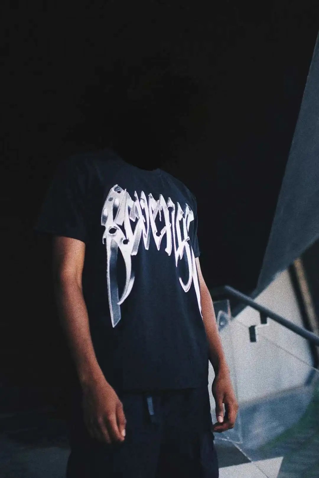 Gothic Skull Graphic Loose Cotton Tee Jet Black - Gallery Image 13 - Detailed View