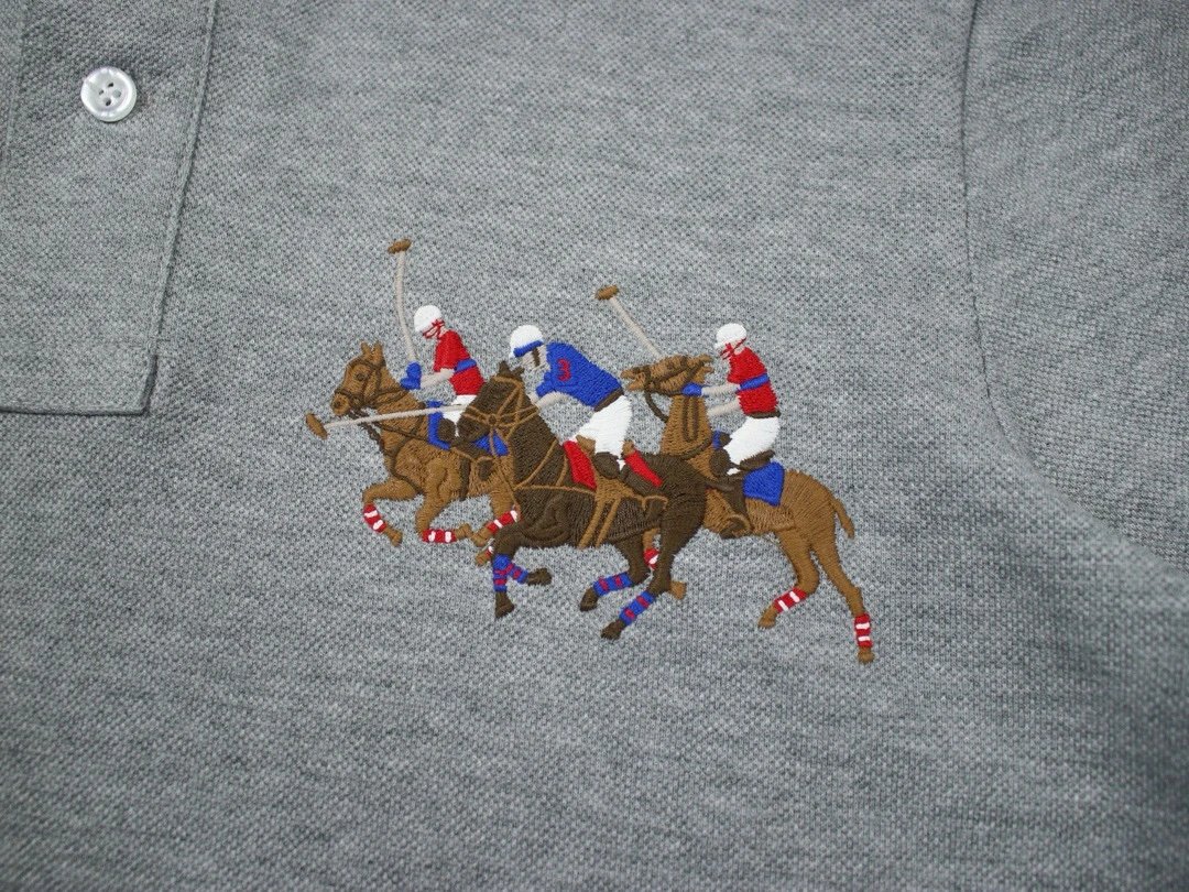 Men's Embroidered Three-Horse Cotton Polo Shirt Onyx Black - Gallery Image 13 - Detailed View