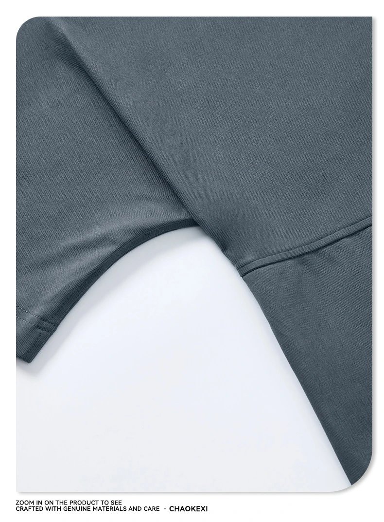 Boxy Cotton Short Sleeve Tee - Light Gray - Gallery Image 9 - Detailed View