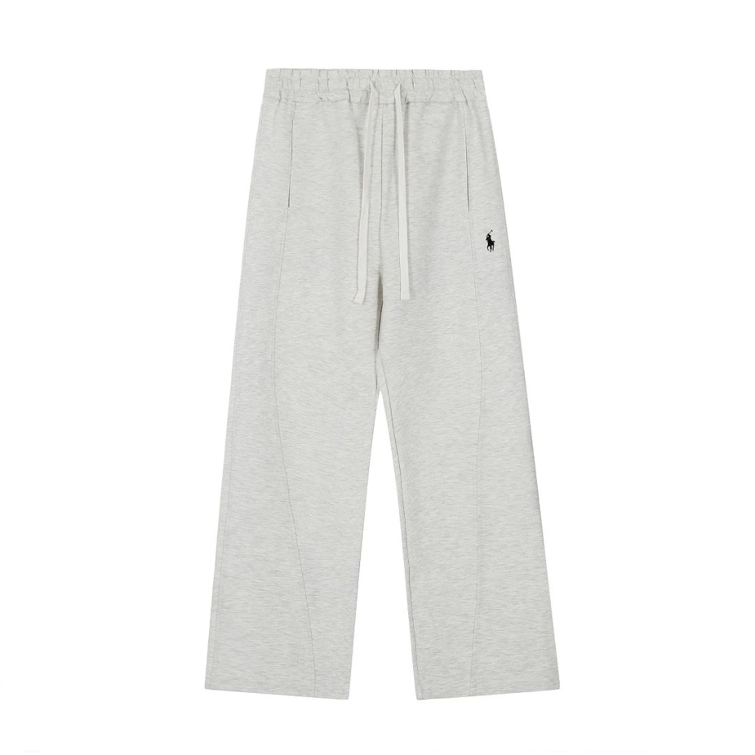 Casual Cotton Wide Leg Sweatpants Unisex Ash Gray - Ralph Lauren - Cnfans - $42.58