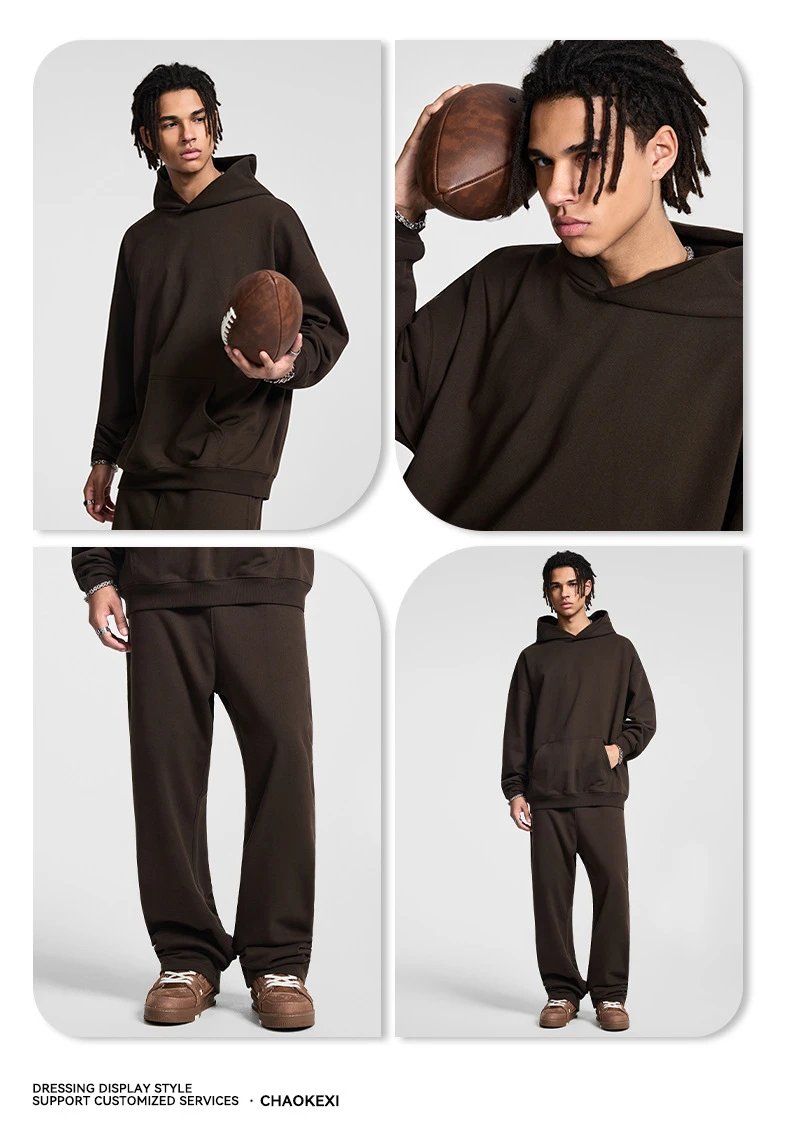 Casual Cotton Fall Hoodie Unisex Apricot - Gallery Image 12 - Detailed View