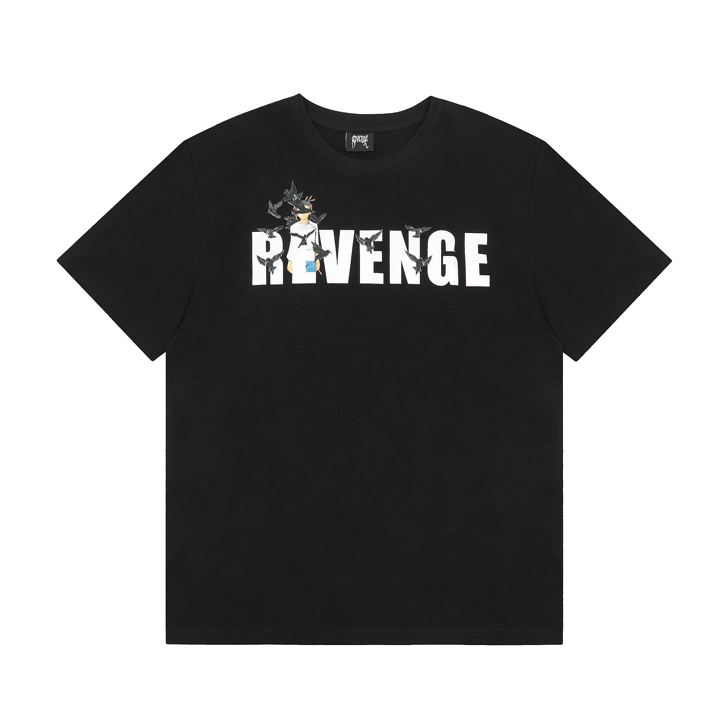 Streetwear Cotton Graphic Tee Raven Black - Revenge - Cnfans - $19.03