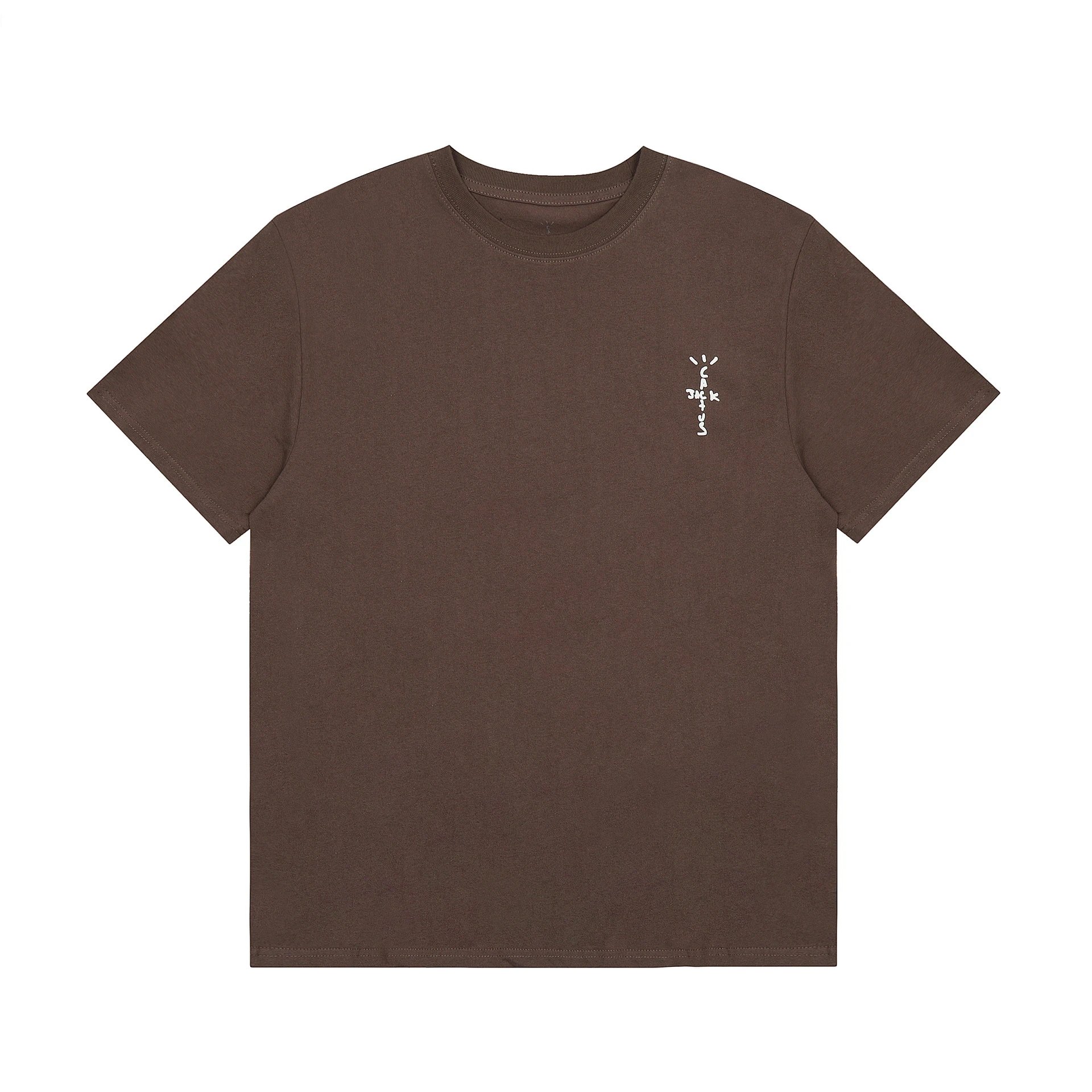 Streetwear Hip Hop Cotton Logo Tee Mocha Brown - Travis Scott - Cnfans - $19.03
