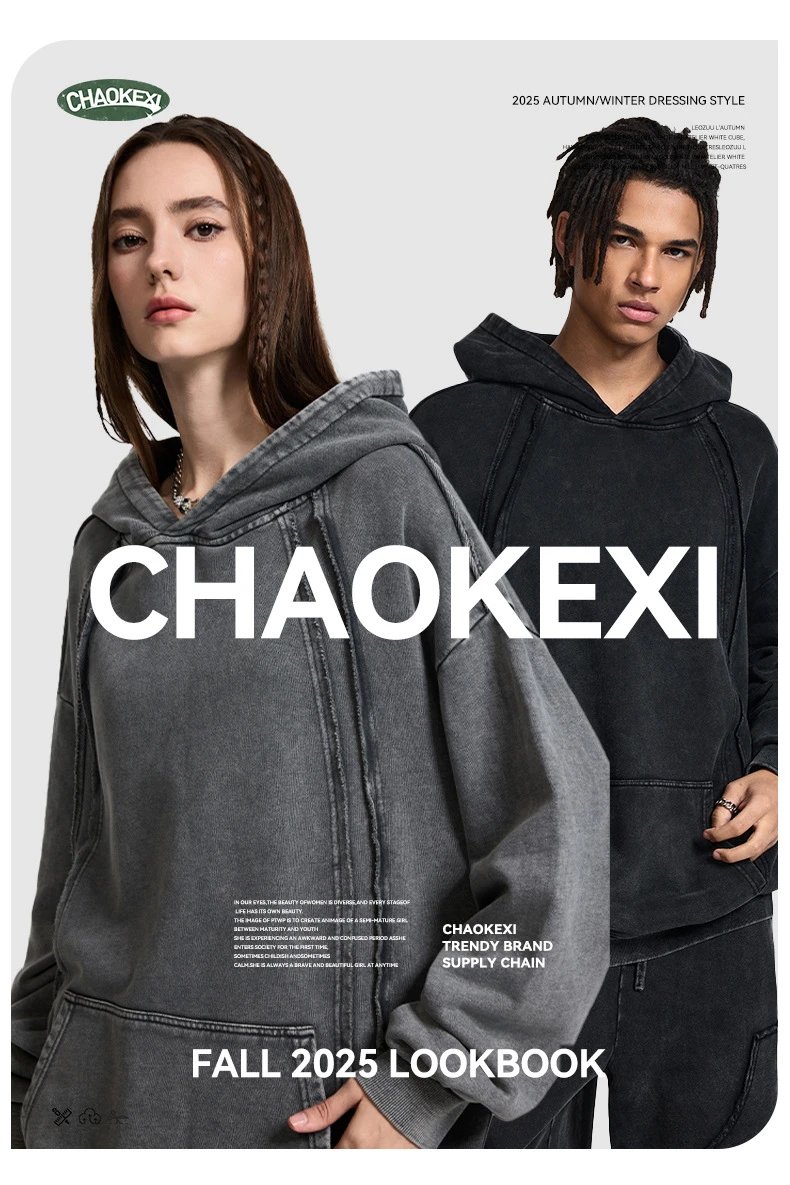 CHAOKEXI Washed Hoodie Black - Gallery Image 10 - Detailed View
