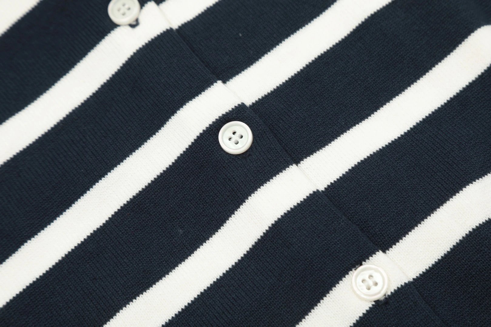 Striped Knit Cardigan Long Sleeve Top, Navy - Gallery Image 14 - Detailed View