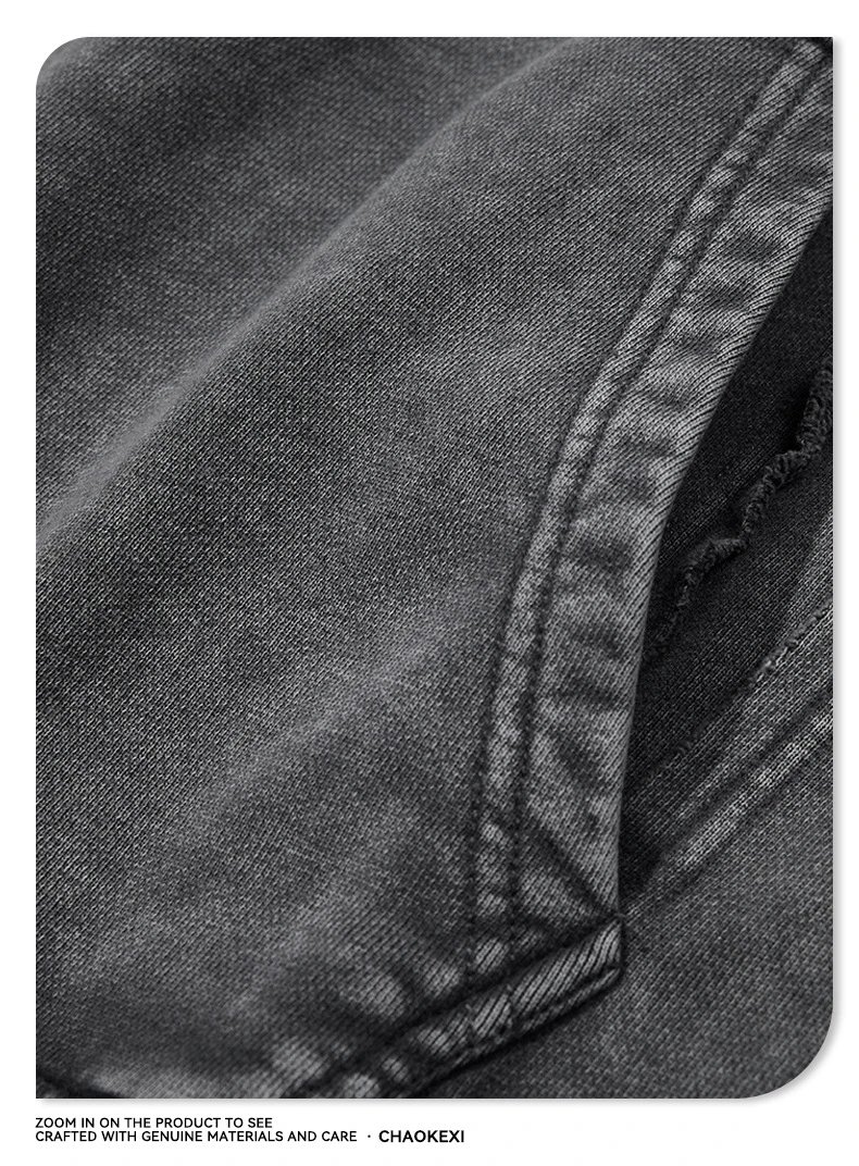 CHAOKEXI Washed Hoodie Black - Gallery Image 8 - Detailed View