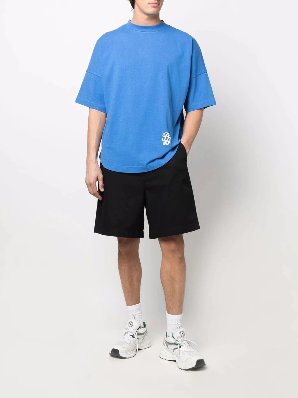 Streetwear Oversized Drop Shoulder Tee Azure Blue - Gallery Image 14 - Detailed View