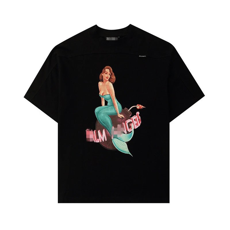 Skate Style Mermaid Print Loose Tee Jet Black - Gallery Image 2 - Detailed View