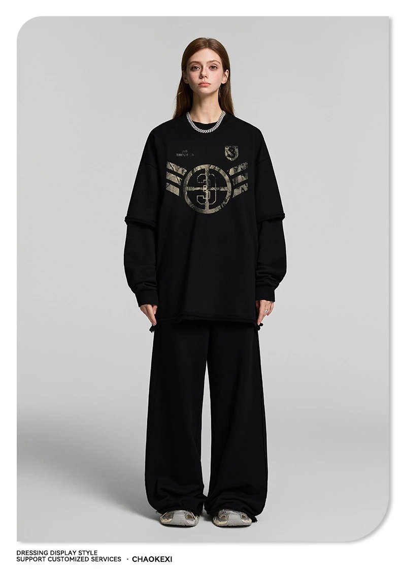 420G Heavyweight Cotton Two-Piece Camo Hoodie Jet Black - Gallery Image 10 - Detailed View