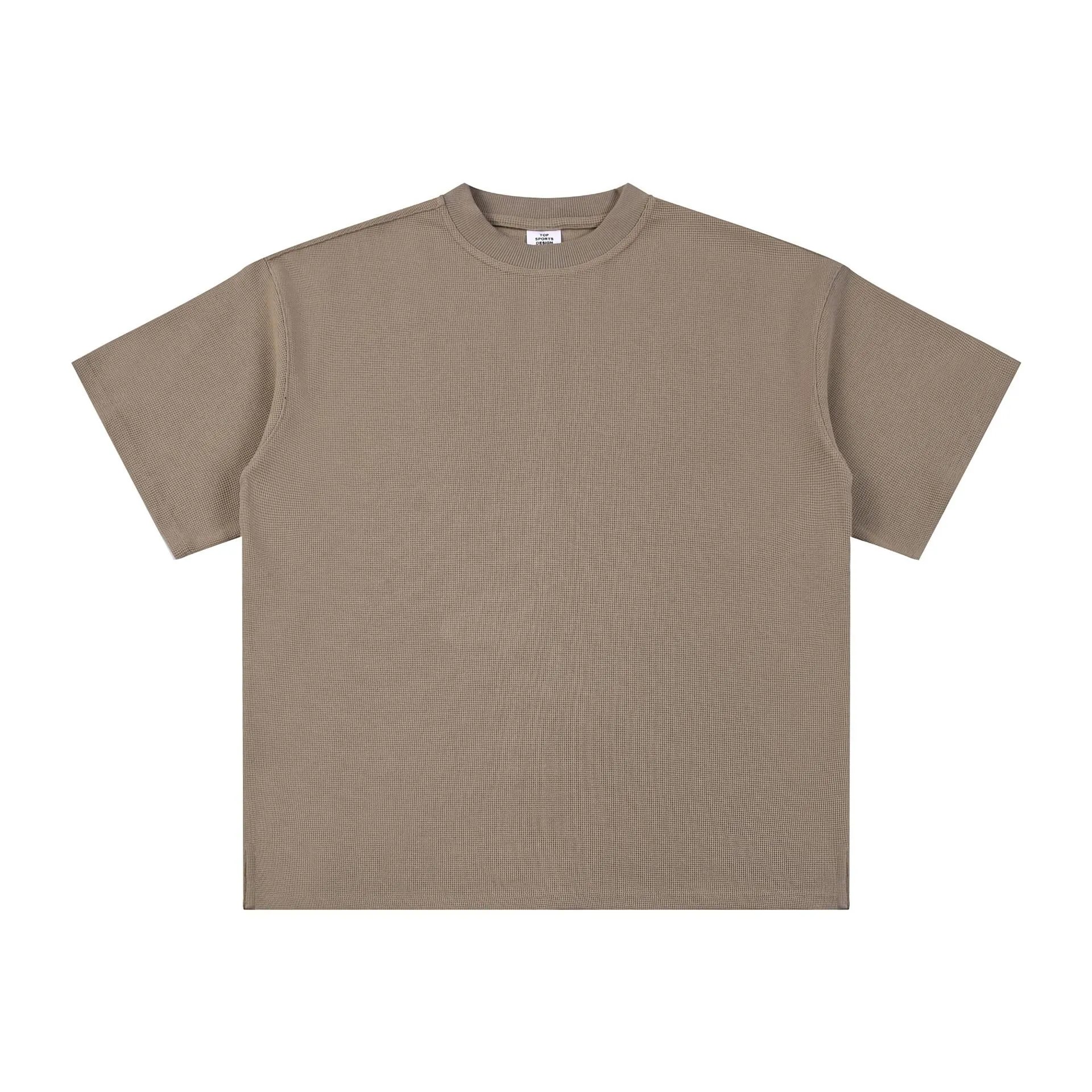Waffle Knit Men's Casual T-Shirt Summer Taupe - CHAOKEXI - Cnfans - $20.63