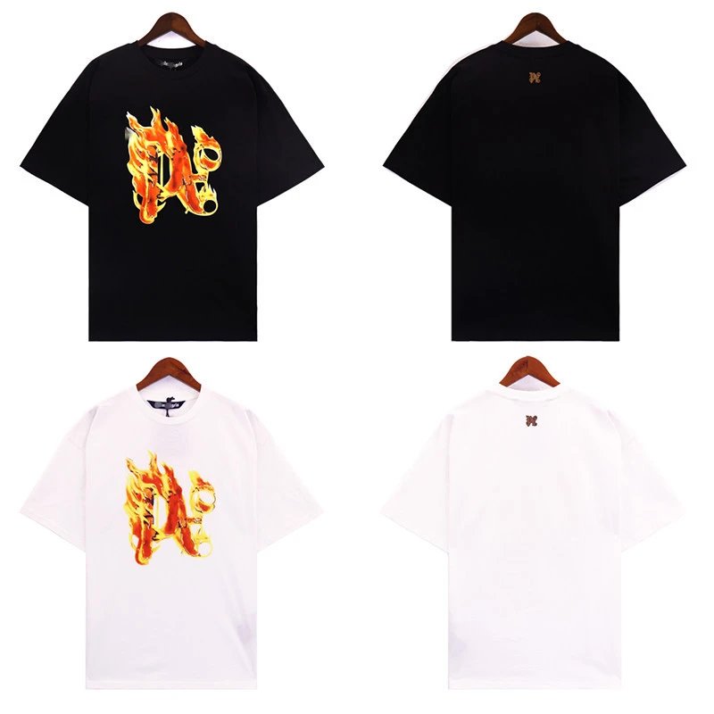Street Flame Letter Tee Black Ivory - Gallery Image 1 - Detailed View