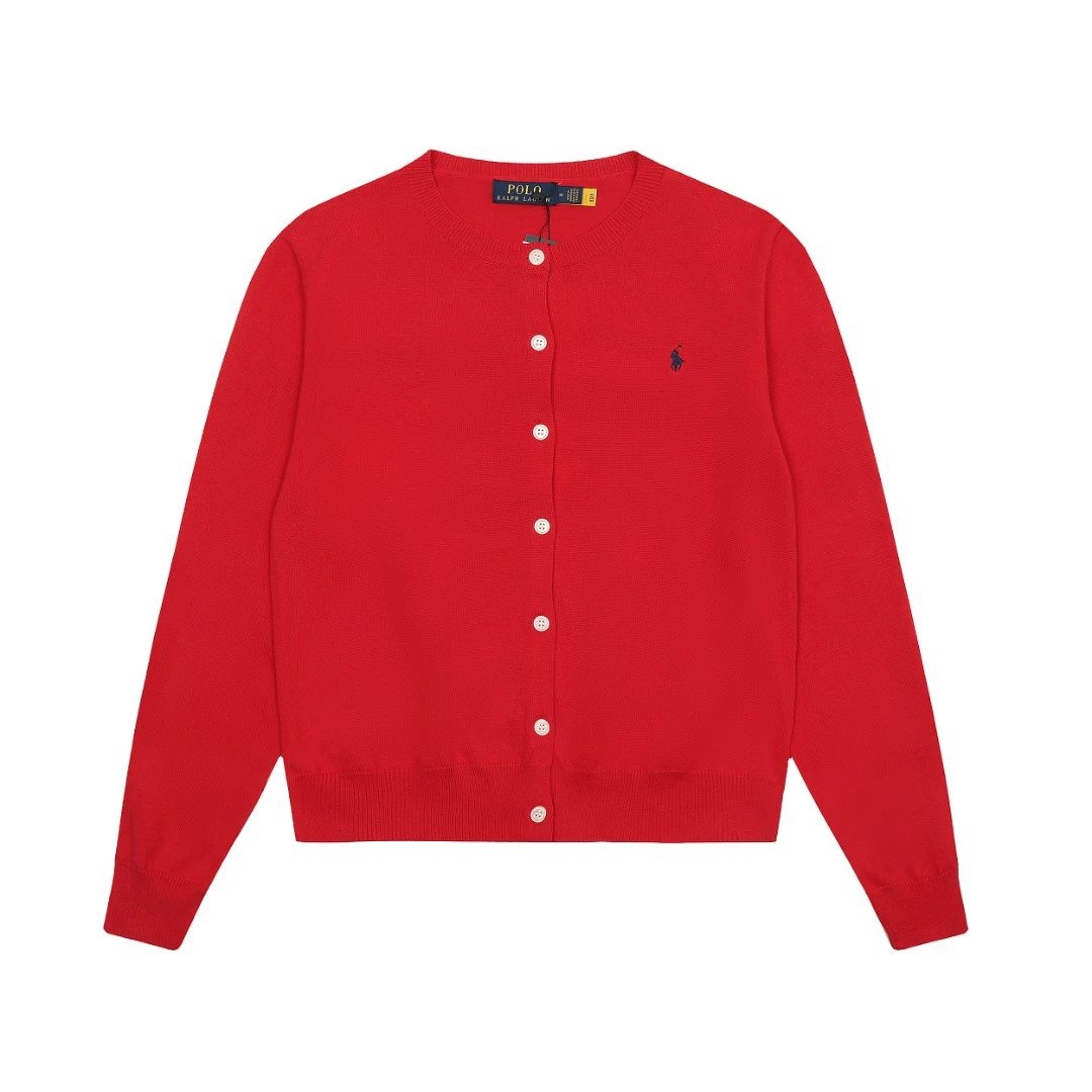 Women's Basic Long Sleeve Crew Neck Knit Cardigan Crimson Red - Ralph Lauren - Cnfans - $32.26