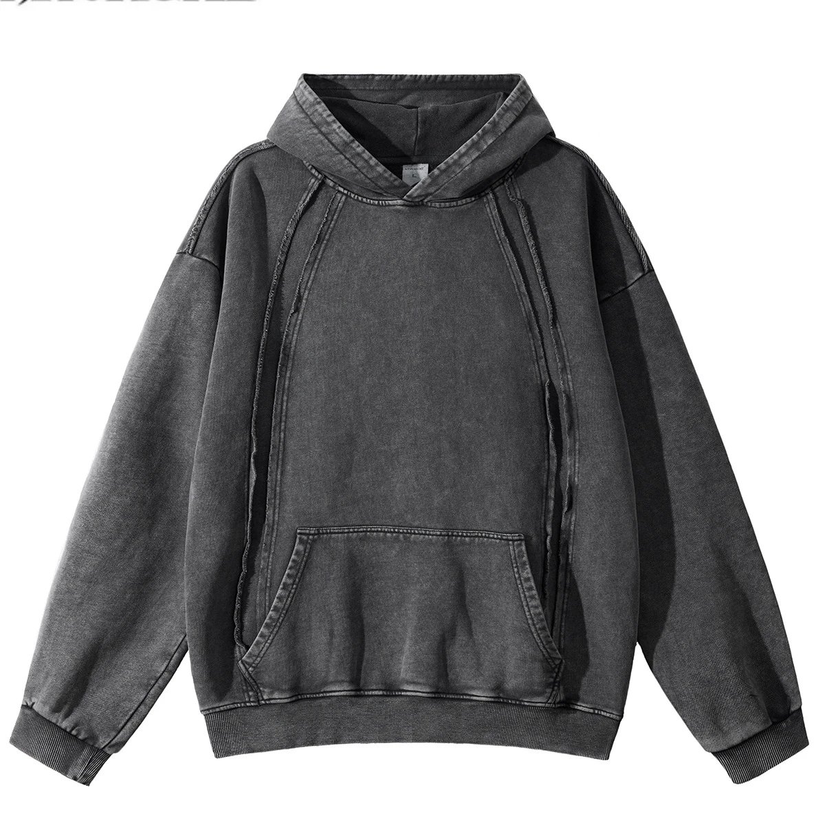 CHAOKEXI Washed Hoodie Black - Gallery Image 4 - Detailed View