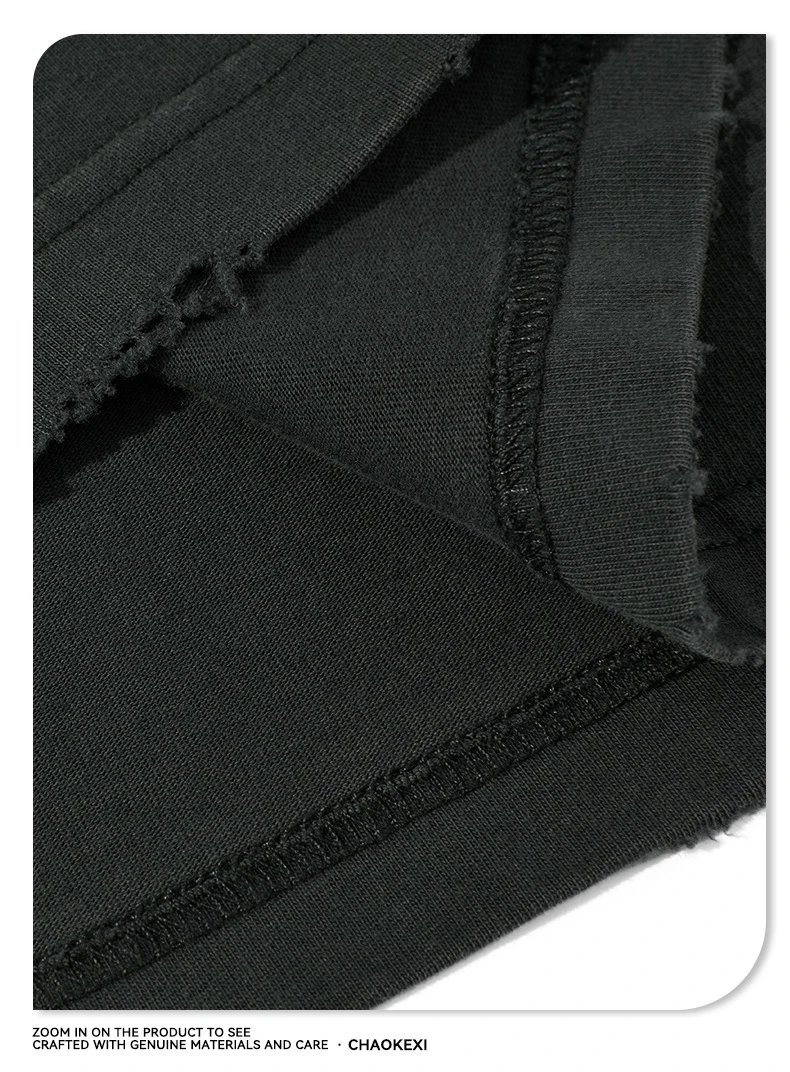 Men's Cotton Long Sleeve Tee Vintage Style Dark Gray - Gallery Image 5 - Detailed View