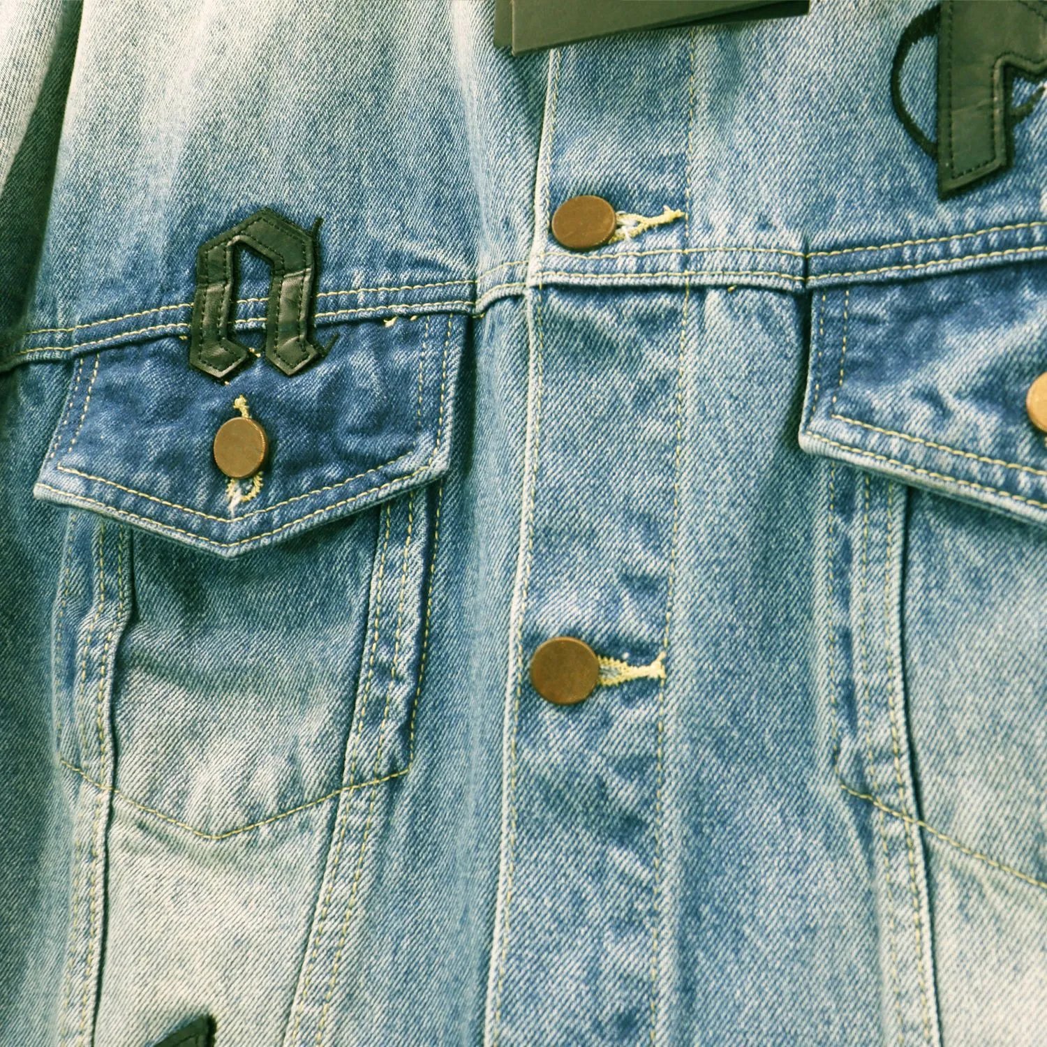 Men's Denim Jacket, Street Style, Embroidered, Sky Blue - Gallery Image 5 - Detailed View