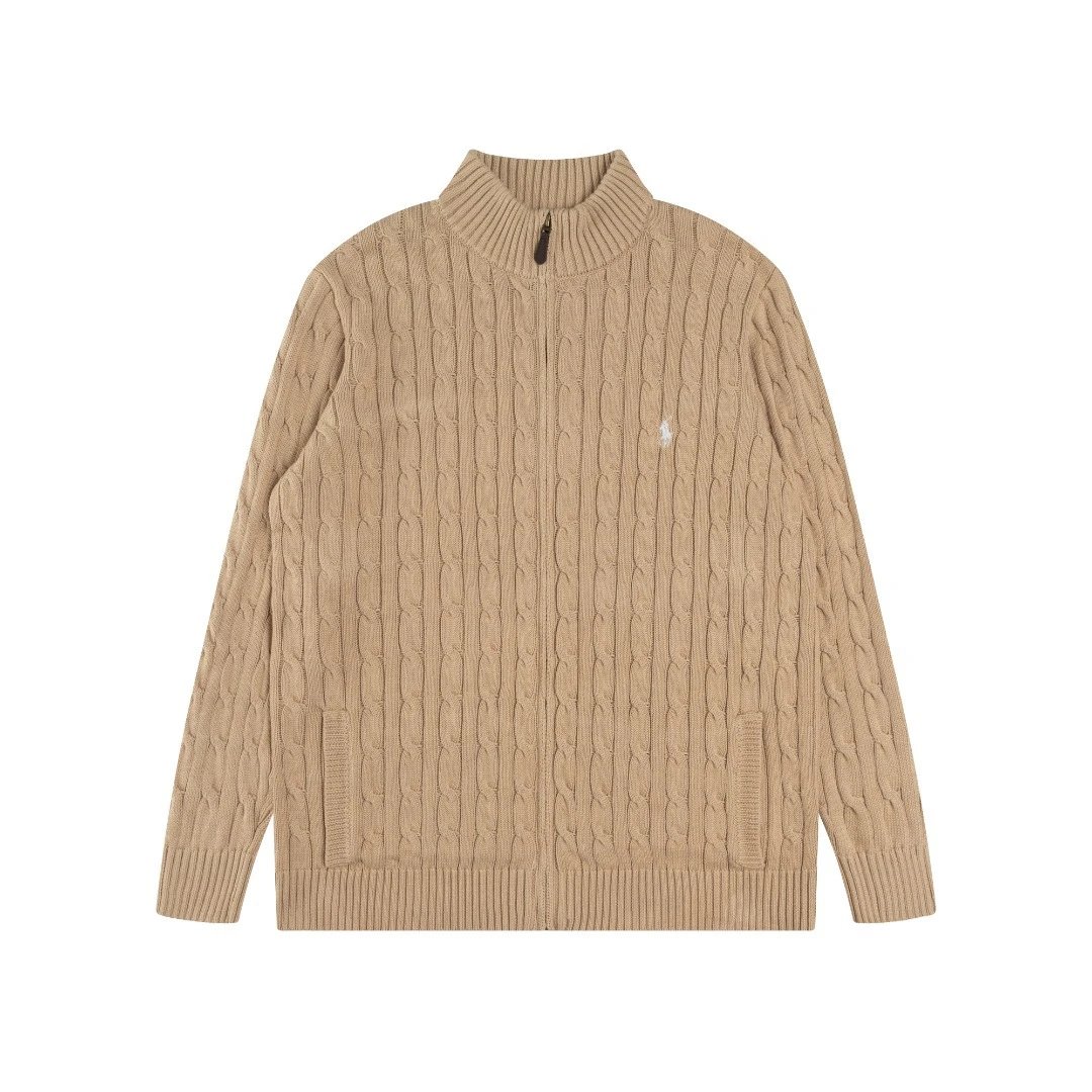 Men's Cable-Knit Wool Half-Zip Sweater - Fawn - Ralph Lauren - Cnfans - $42.79