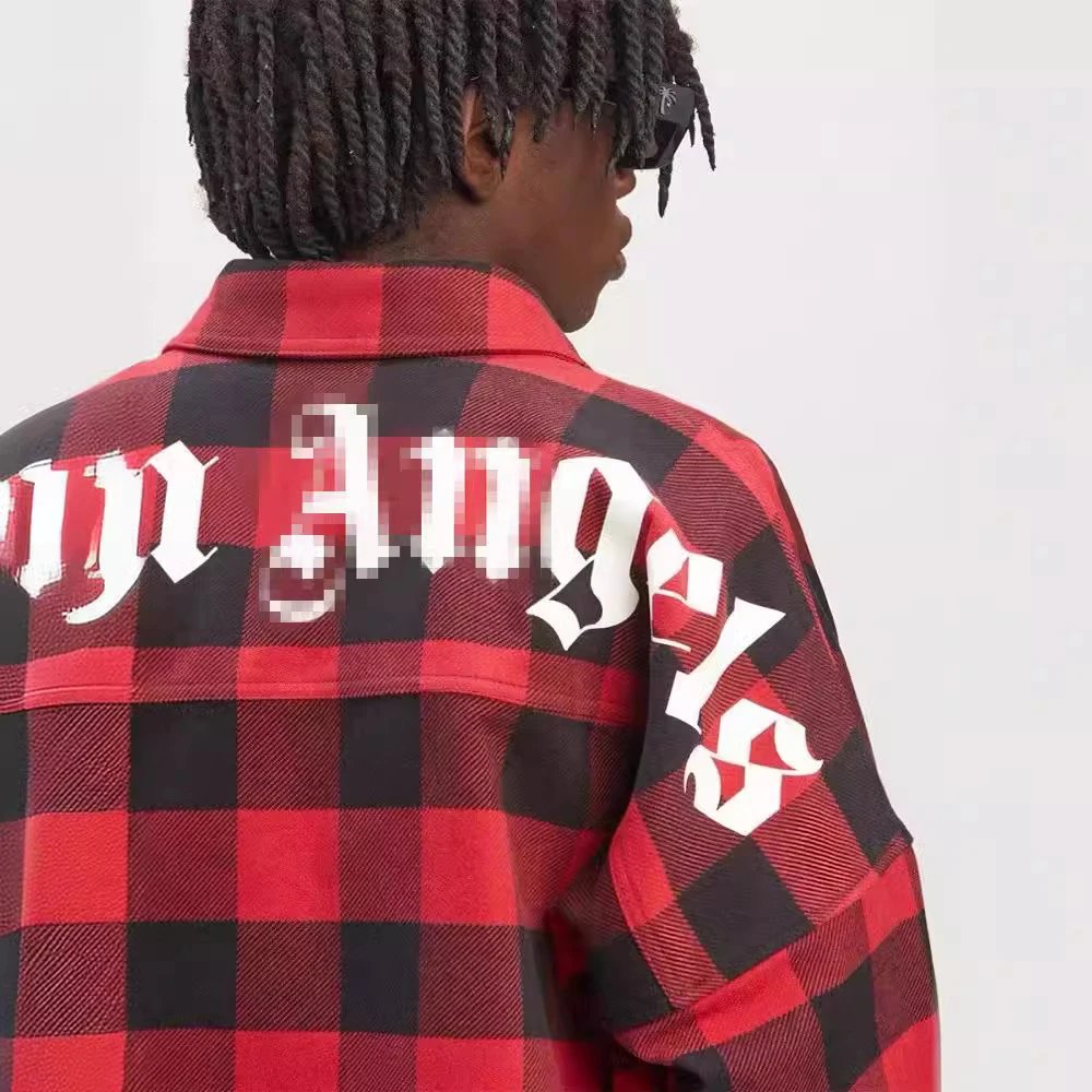 Plaid Flannel Shirt Unisex Casual Outerwear - Scarlet - Gallery Image 10 - Detailed View