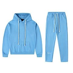 Street Style Cotton Hoodie Sweatpants Set Unisex Sky Blue - Syna World(Syna) - Cnfans - $47.65