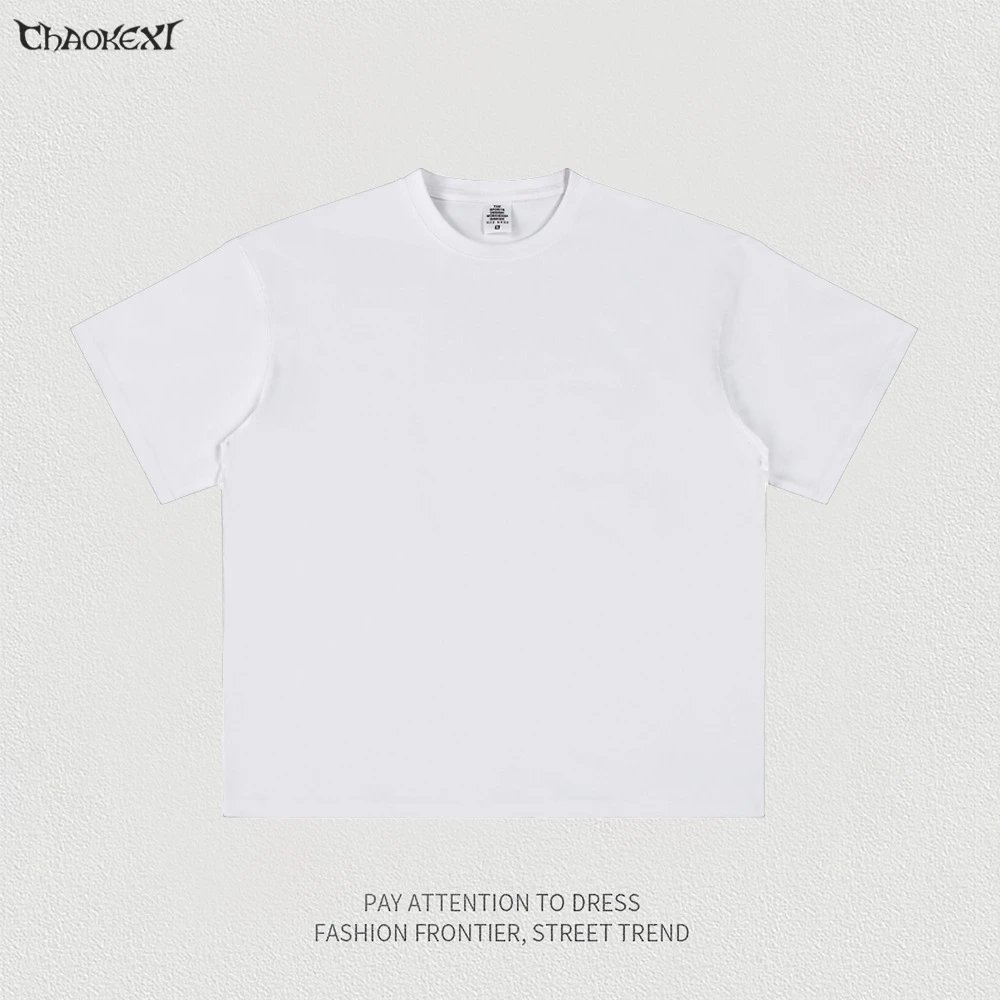 Men's Cotton Street Style Tee Casual Top Ecru - CHAOKEXI - Cnfans - $17.58