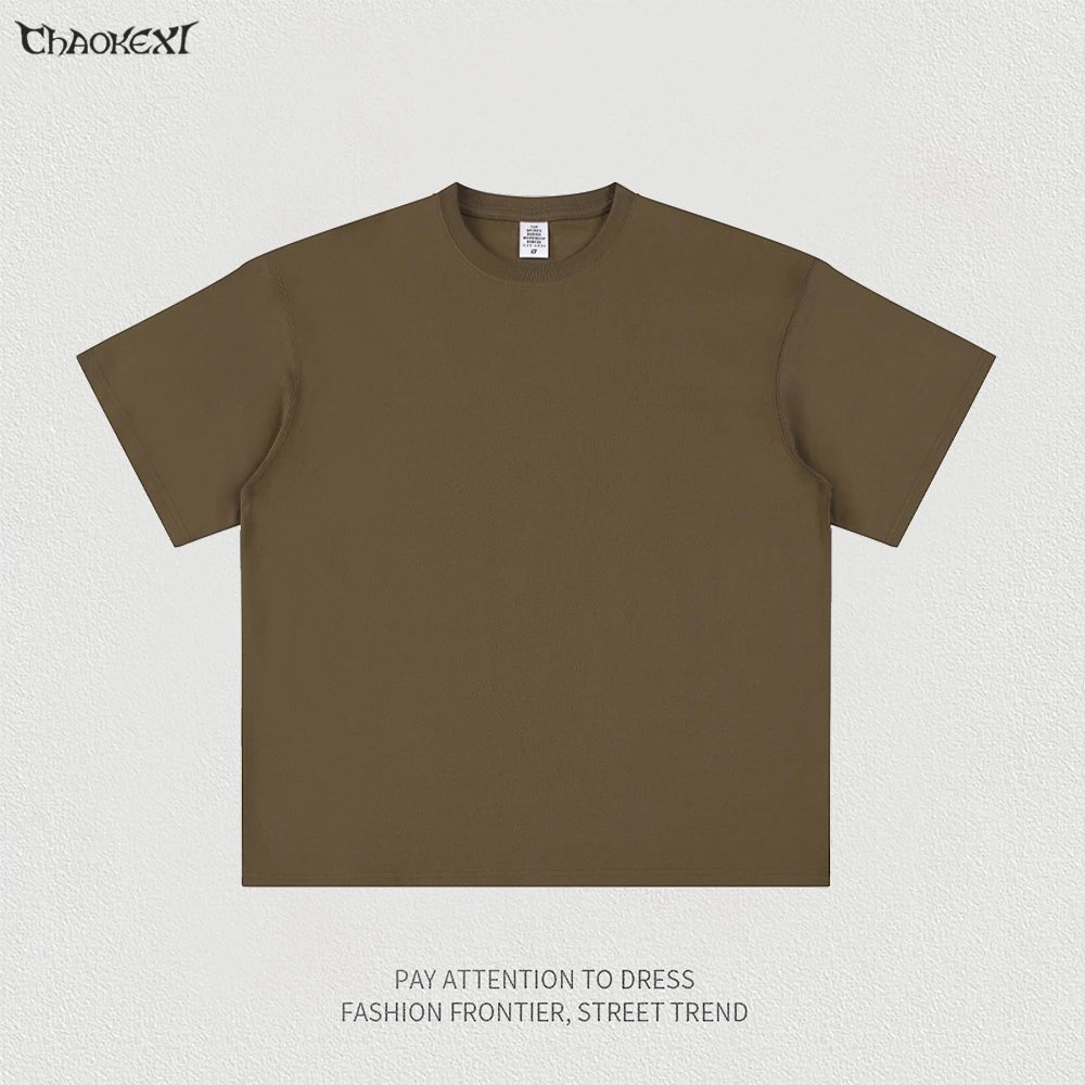 Men's Cotton Street Style Tee, Oversize - Umber - CHAOKEXI - Cnfans - $17.58