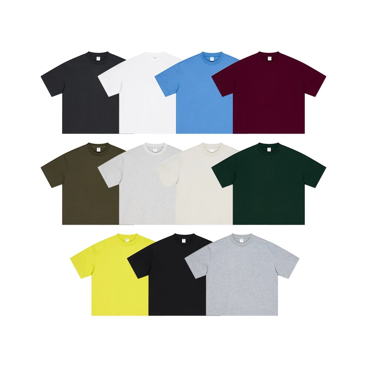 Men's Cotton Boxy Tee, Casual Solid Crew Neck - Ecru - Gallery Image 4 - Detailed View