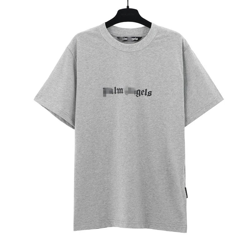 Street Style Cotton Tee Unisex Silver Grey - Palm Angels - Cnfans - $20.32
