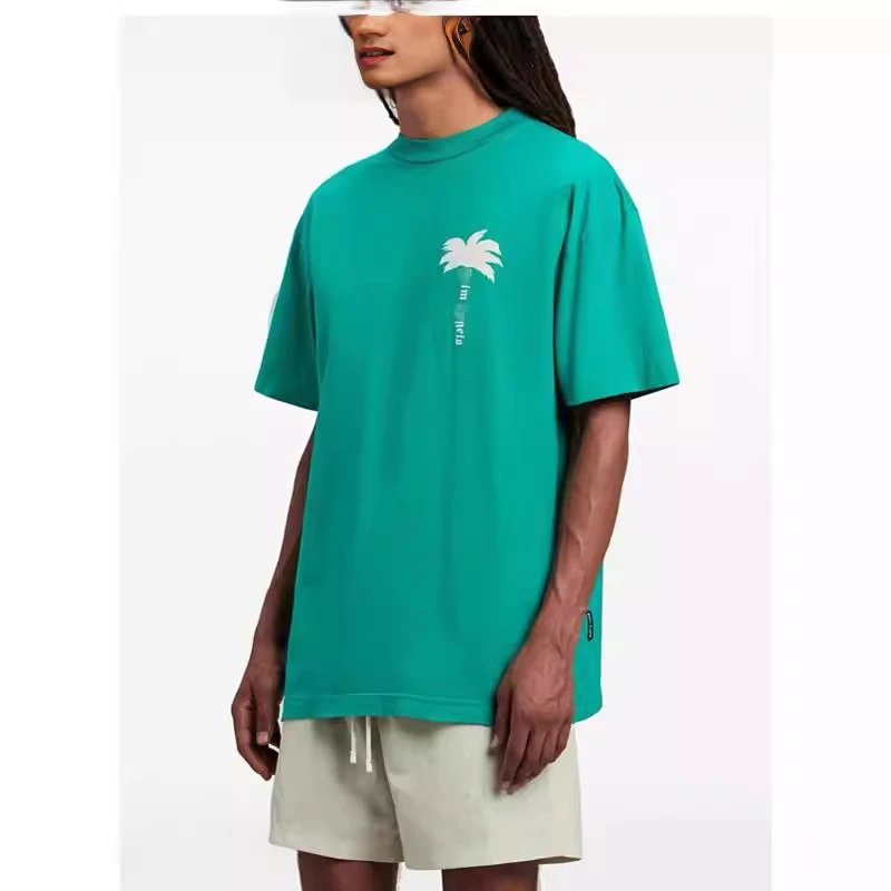 Unisex Streetwear Cotton Palm Tree Print T-Shirt Ivory - Gallery Image 9 - Detailed View