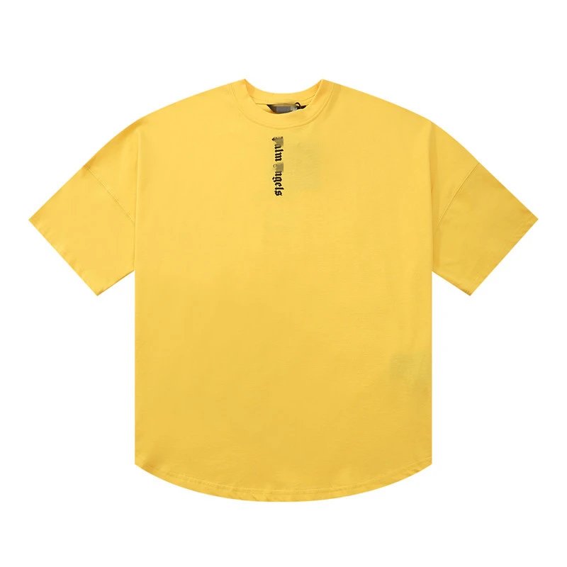 Streetwear Cotton Hip Hop T-Shirt Golden Yellow - Palm Angels - Cnfans - $20.65
