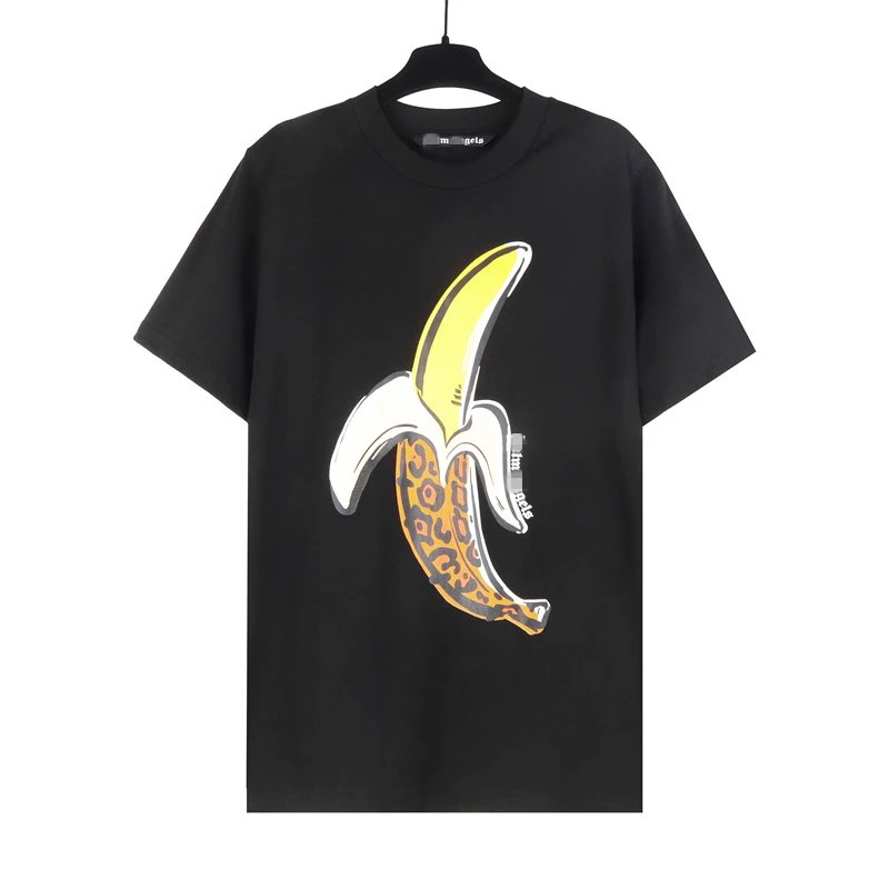 Leopard Banana Print Cotton Tee Black - Gallery Image 4 - Detailed View