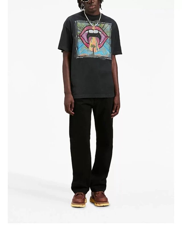 Street Style Graphic Cotton Tee Midnight Black - Gallery Image 12 - Detailed View