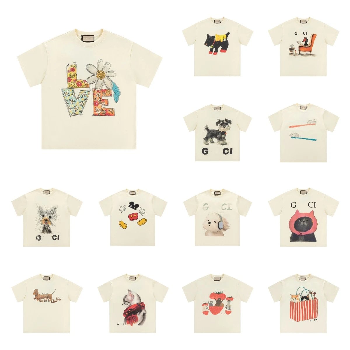 Casual Cotton Animal Print Tee Top Ivory - Gallery Image 1 - Detailed View