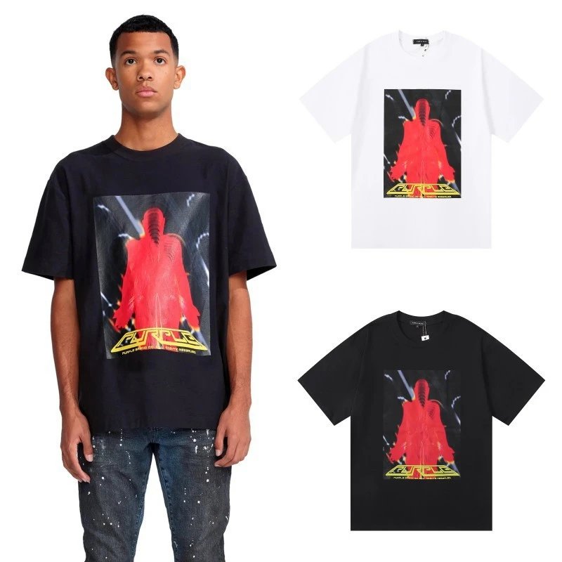 Purple Graphic T-Shirt Black/White - Gallery Image 7 - Detailed View